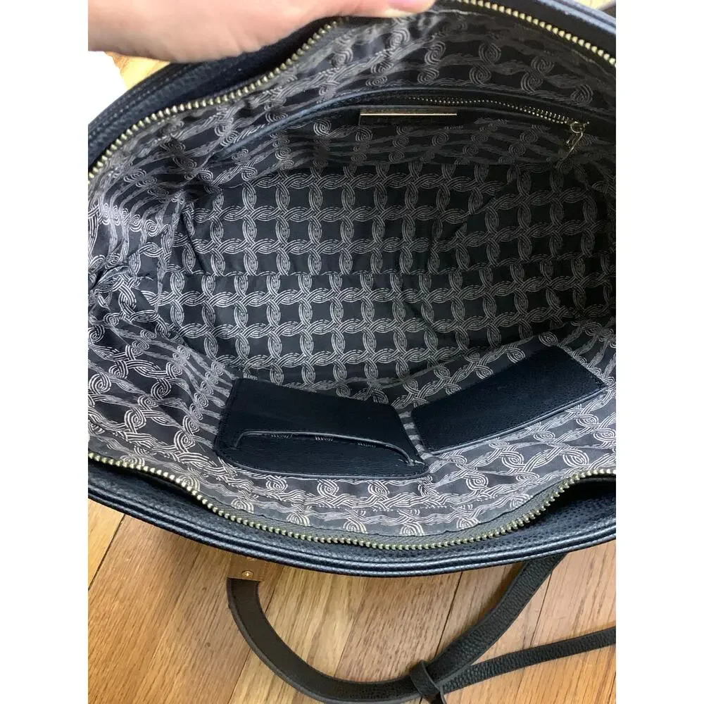 Miztique Black Vegan Leather Tote Work Chic Laptop Commuter